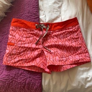 Patagonia Swim / Board Shorts EUC Size 4 Pink and Red w/ zippered pocket